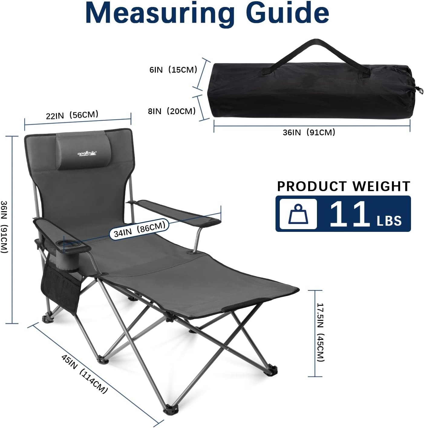 APOLLO WALKER Strandstoelen Voor Volwassenen: 6-poot Strandstoelen, Laag Opvouwbaar, Lichtgewicht, Ademend Gaas, Opvouwbare Tuinstoelen, 90°tot 135° Verstelbaar Voor Buiten（Grijs）