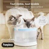 Cheerble Kattenfontein, 2 liter, zonder pomp, drinkfontein voor katten met bewegingsmelder, BPA-vrij, 23 dB ultralicht, eenvoudige reiniging, waterfontein voor katten en kleine dieren (Elfin E1)