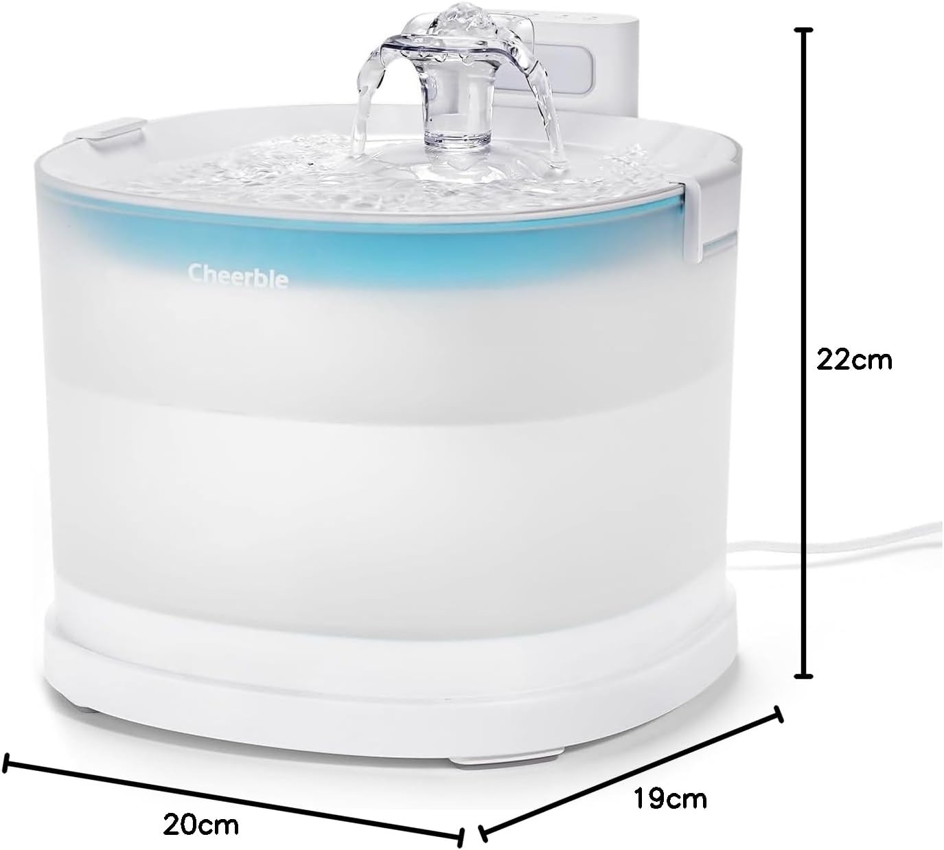 Cheerble Kattenfontein, 2 liter, zonder pomp, drinkfontein voor katten met bewegingsmelder, BPA-vrij, 23 dB ultralicht, eenvoudige reiniging, waterfontein voor katten en kleine dieren (Elfin E1)