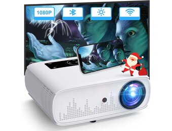 HOPVISION Beamer, Full HD 1080p, 15000 Lux, 5G WiFi Bluetooth, 4K ondersteund, thuisbioscoop, video, compatibel met thuis/outdoor, tv-stick, HDMI, USB, X-box, iOS/Android