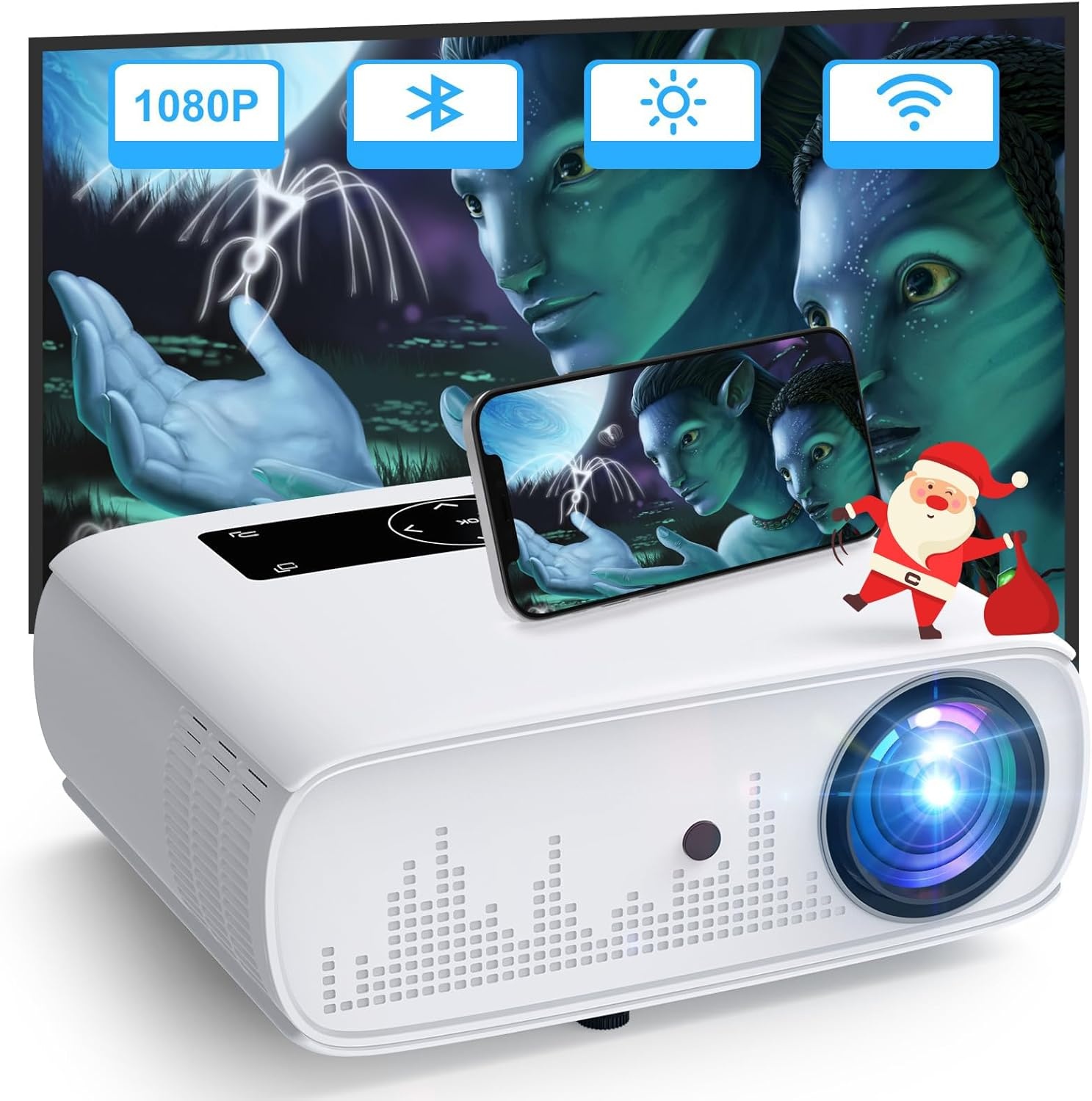 HOPVISION Beamer, Full HD 1080p, 15000 Lux, 5G WiFi Bluetooth, 4K ondersteund, thuisbioscoop, video, compatibel met thuis/outdoor, tv-stick, HDMI, USB, X-box, iOS/Android