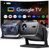 Aurzen BOOM mini Google TV Smart Projector, 4K ondersteund, 500 ANSI Lumens, WiFi, Bluetooth, Dolby Audio, Grijs