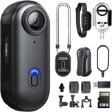 4K Actiecamera, duim actiecamera, klein formaat, overal te monteren, kleine lichaamscamera met veerclip, draagbare vlogging, handsfree POV-opname, helmcam voor fietsen, motorfiets (4K-128G)