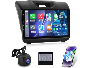 Android Autoradio 2G+64GB voor Isuzu MU-X/D-MAX 2015-2018 met Draadloze CarPlay & Android Auto