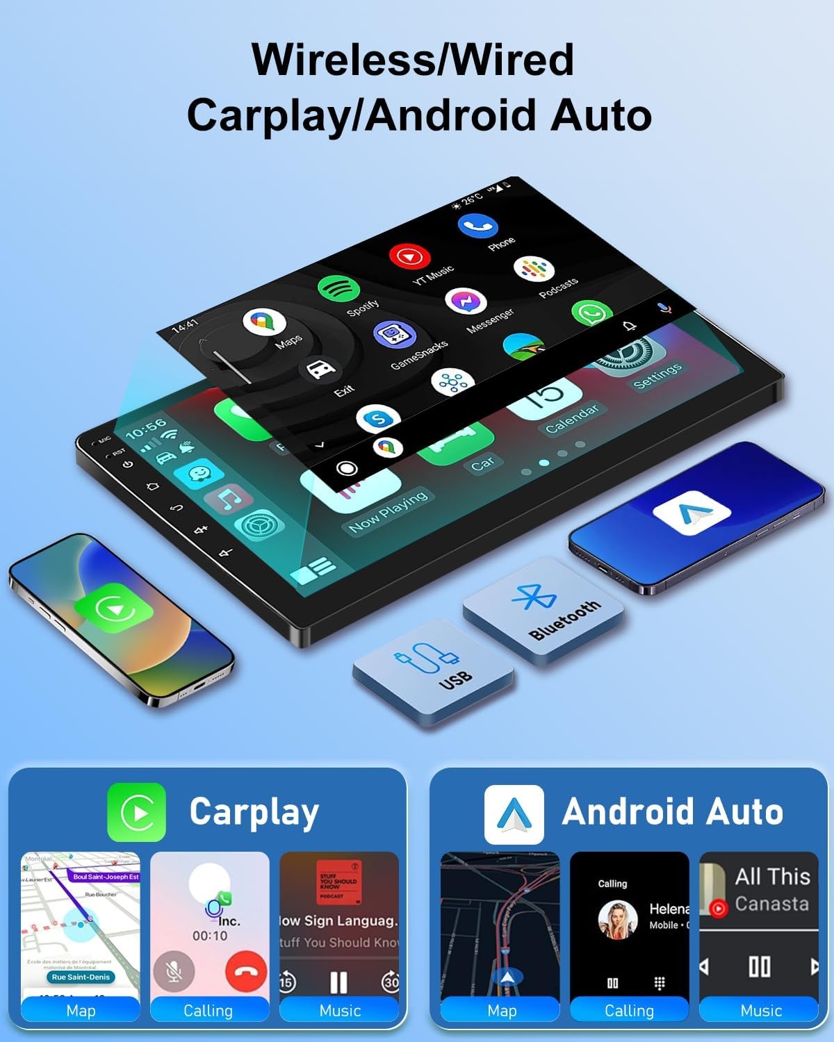 Android Autoradio 2G+64GB voor Isuzu MU-X/D-MAX 2015-2018 met Draadloze CarPlay & Android Auto
