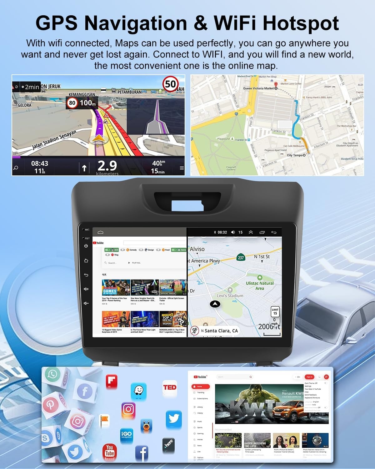 Android Autoradio 2G+64GB voor Isuzu MU-X/D-MAX 2015-2018 met Draadloze CarPlay & Android Auto