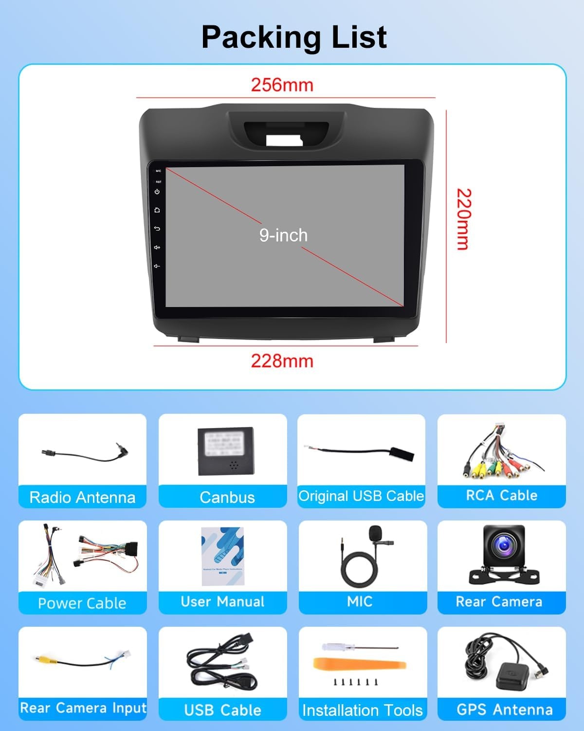 Android Autoradio 2G+64GB voor Isuzu MU-X/D-MAX 2015-2018 met Draadloze CarPlay & Android Auto