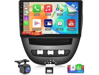 NHOPEEW 8 Core 6+128G autoradio voor Peugeot 107 / Citroen C1 / Toyota Aygo 2004-2014 - 10,1 inch Android autoradio met Carplay en Android Auto, WiFi, GPS, DSP FM RDS + achteruitrijcamera