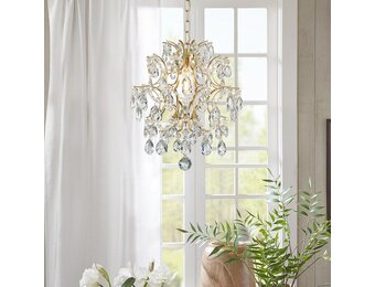 BESTIER Moderne gouden kroonluchter kristal regendruppels verlichting plafondlamp eetkamer badkamer slaapkamer woonkamer 1 E27 noodzakelijke lamp d32 cm x h 40 cm