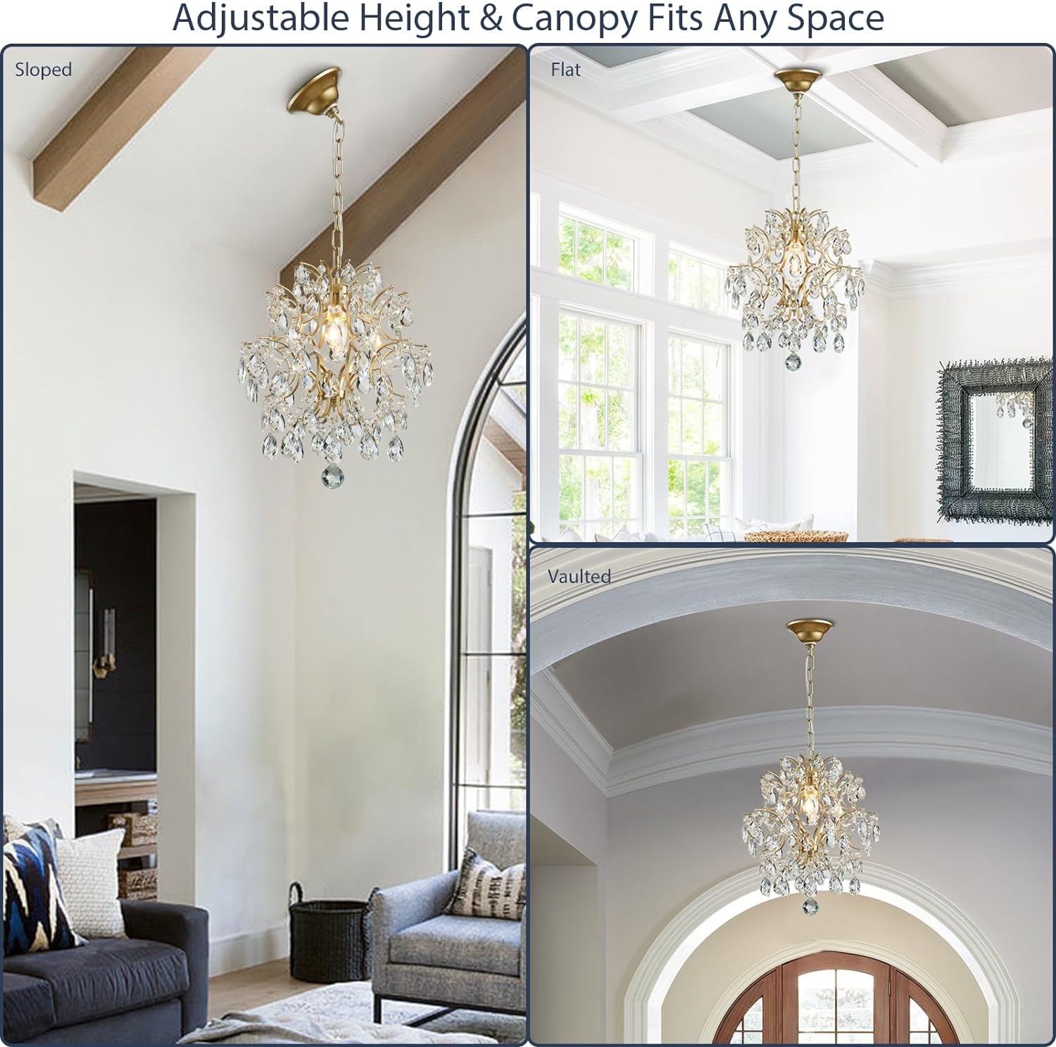 BESTIER Moderne gouden kroonluchter kristal regendruppels verlichting plafondlamp eetkamer badkamer slaapkamer woonkamer 1 E27 noodzakelijke lamp d32 cm x h 40 cm