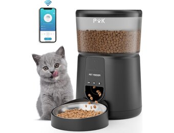 PUPPY KITTY Voederautomaat voor katten en honden, 2,4 G wifi, intelligente kattenvoer-automaat met roestvrijstalen kom voor droogvoer, app-bediening, spraakopname, 1 - 10 maaltijden per dag