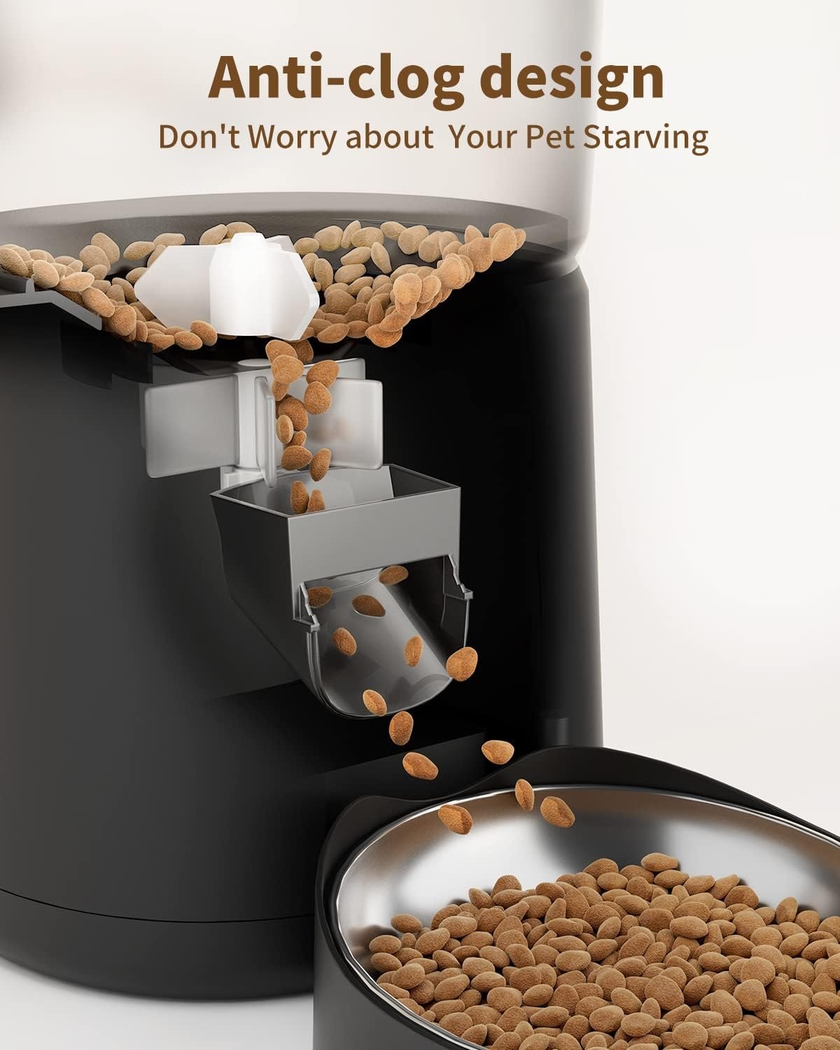 PUPPY KITTY Voederautomaat voor katten en honden, 2,4 G wifi, intelligente kattenvoer-automaat met roestvrijstalen kom voor droogvoer, app-bediening, spraakopname, 1 - 10 maaltijden per dag