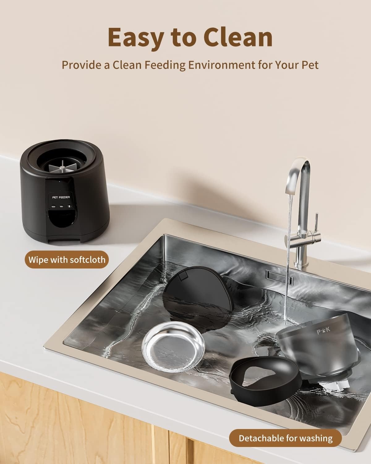 PUPPY KITTY Voederautomaat voor katten en honden, 2,4 G wifi, intelligente kattenvoer-automaat met roestvrijstalen kom voor droogvoer, app-bediening, spraakopname, 1 - 10 maaltijden per dag