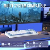 EPOMAKER x AULA F99 Draadloos Mechanisch Toetsenbord, Hot Swappable Pakking Aangepast Gaming Toetsenbord met Vijf Lagen Vulling, Bluetooth/2.4GHz/USB-C, RGB, 8000mAh Batterij (Paars, Graywood Switch)