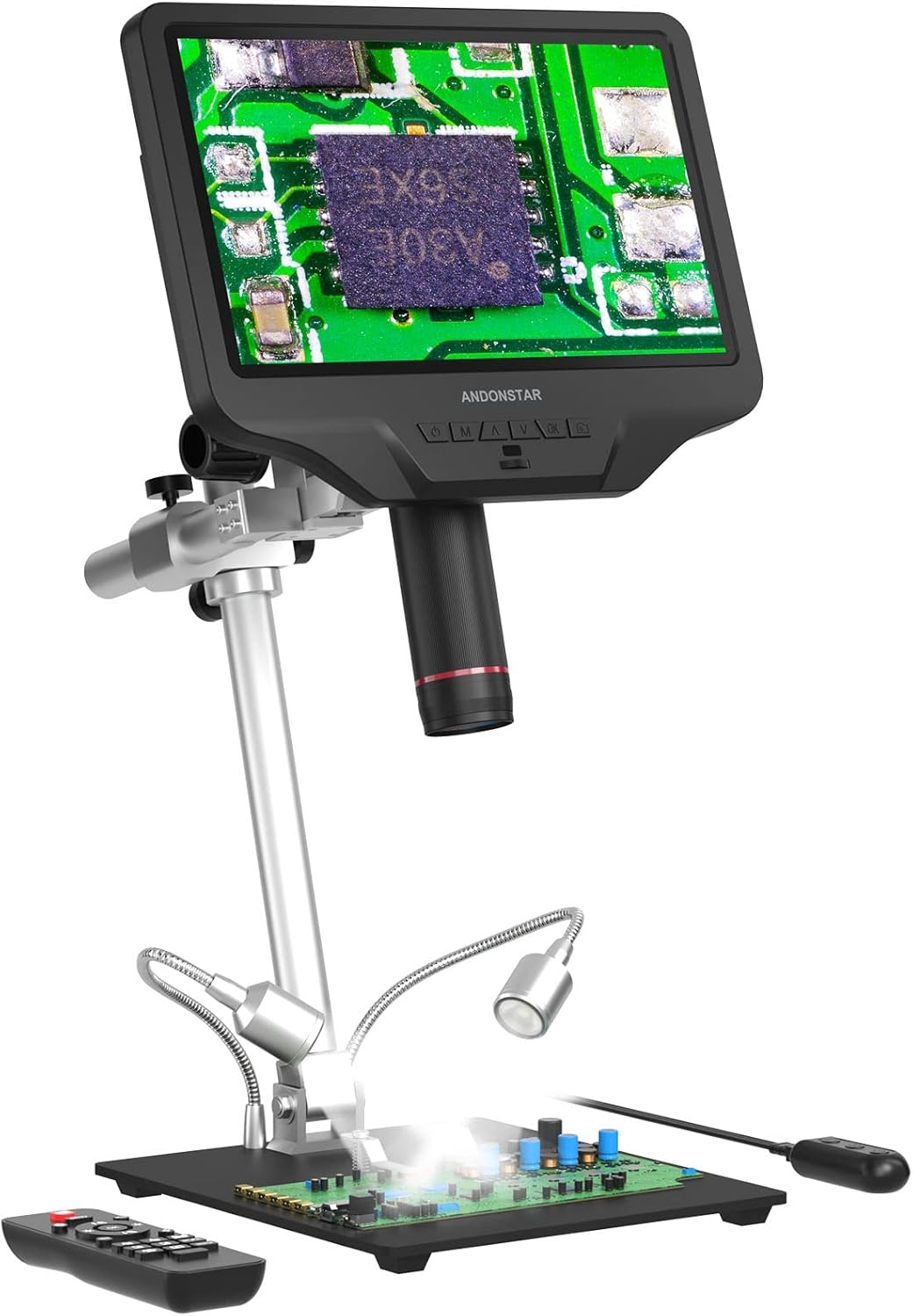 Andonstar AD409 Pro HDMI digitale microscoop, 10,1 inch soldeermicroscoop, 300X USB elektronische microscoopcamera voor professioneel PCB-solderen, printplaat, ondersteunt Windows-pc