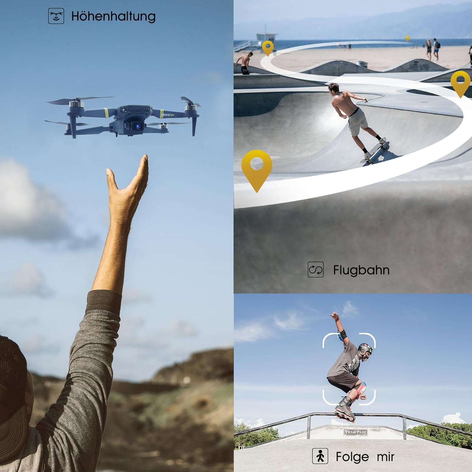 Opvouwbare drone voor beginners met 4K camera, 800m bereik en 60+ min vliegtijd (3 accu's)