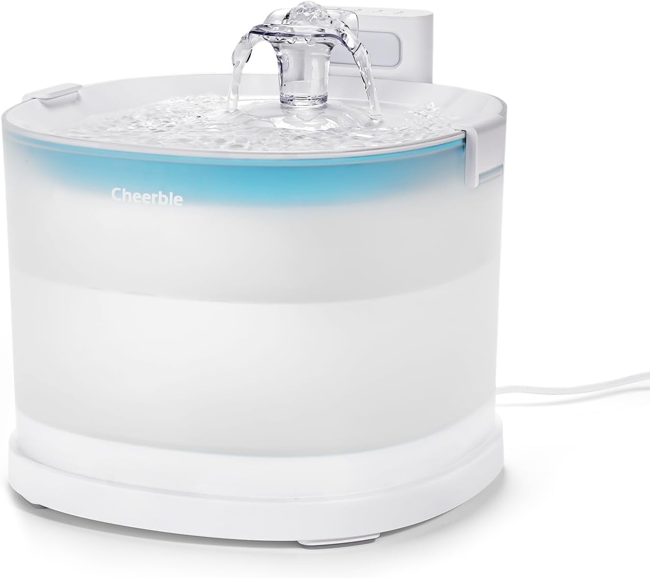 Cheerble Kattenfontein, 2 liter, zonder pomp, drinkfontein voor katten met bewegingsmelder, BPA-vrij, 23 dB ultralicht, eenvoudige reiniging, waterfontein voor katten en kleine dieren (Elfin E1)