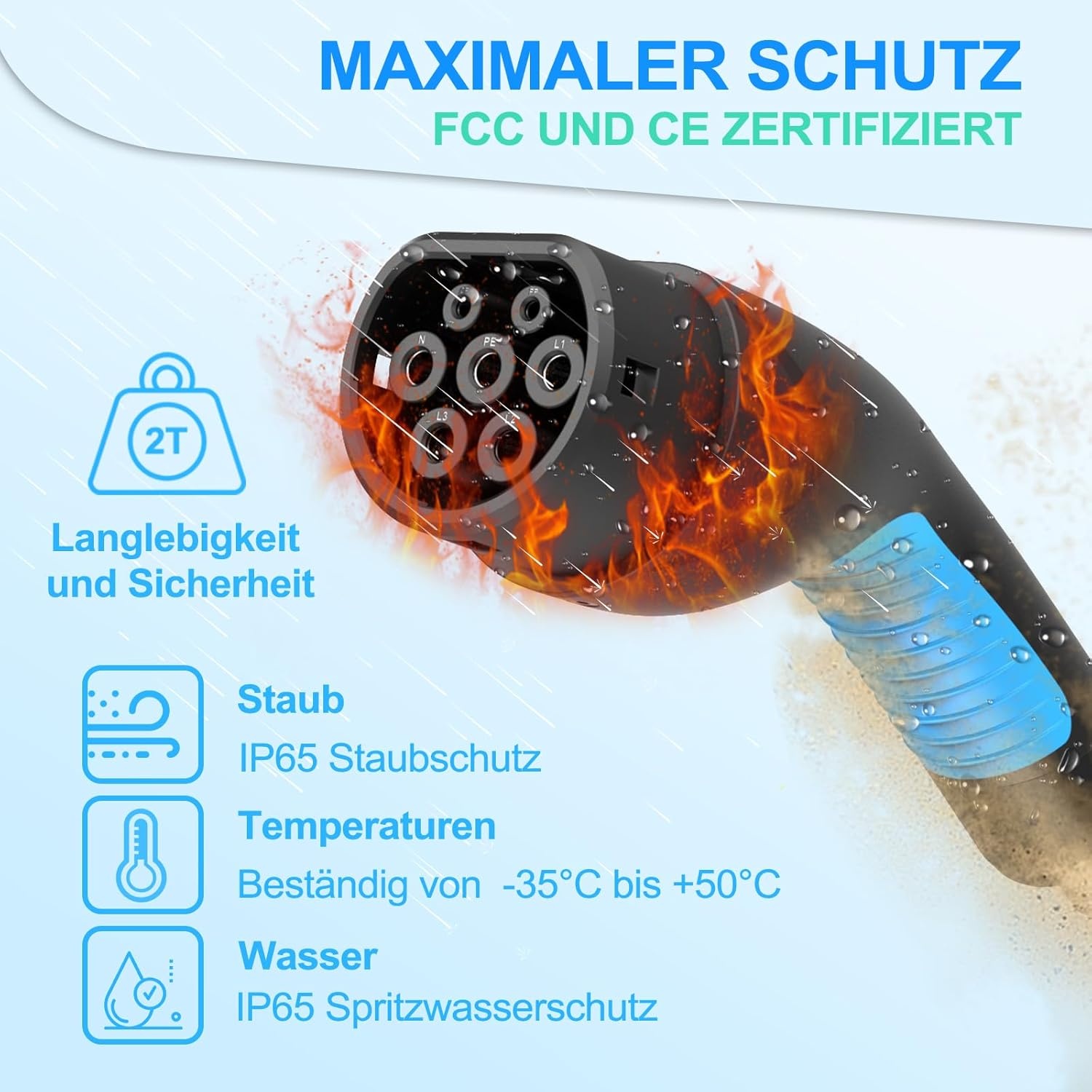 Type 2 oplaadkabel, 6 m, 16 A, 3-fasen, type 2, laadkabel, 11 kW, met tas voor EV elektrische auto's, type 2, voor E-auto, EV/PHEV-laadkabel, E-auto-oplaadkabel, elektrische auto, type 2, compatibel met elke elektrische auto