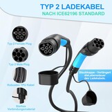 Type 2 oplaadkabel, 6 m, 16 A, 3-fasen, type 2, laadkabel, 11 kW, met tas voor EV elektrische auto's, type 2, voor E-auto, EV/PHEV-laadkabel, E-auto-oplaadkabel, elektrische auto, type 2, compatibel met elke elektrische auto