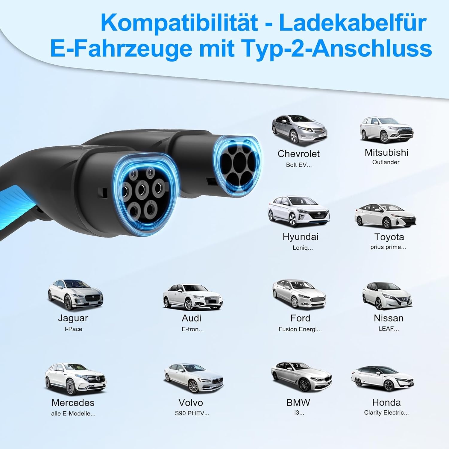 Type 2 oplaadkabel, 6 m, 16 A, 3-fasen, type 2, laadkabel, 11 kW, met tas voor EV elektrische auto's, type 2, voor E-auto, EV/PHEV-laadkabel, E-auto-oplaadkabel, elektrische auto, type 2, compatibel met elke elektrische auto
