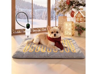 Mora Pets verwarmingsdeken voor katten en honden, warmtedeken voor katten en honden, verwarmingsmat 56 x 40,5 cm, 9-voudig verwarmbaar (30-60°C) met 5 timer-modi, verwarmingskussen voor huisdieren