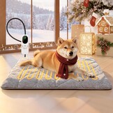 Mora Pets verwarmingsdeken voor katten en honden, warmtedeken voor katten en honden, verwarmingsmat 56 x 40,5 cm, 9-voudig verwarmbaar (30-60°C) met 5 timer-modi, verwarmingskussen voor huisdieren