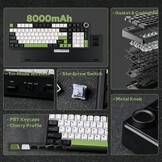 EPOMAKER X Aula F99 PRO Draadloos Gaming Mechanisch Toetsenbord 96% Zwart Wit Groen met 8000mAh Batterij en Draaiknop
