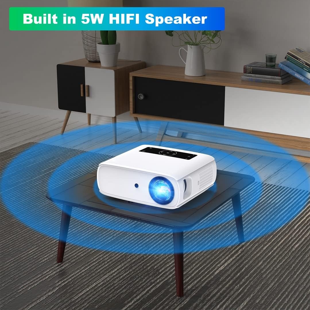 Native 1080p Full HD beamer, 10.000L thuisbioscoop, videobeamer met 150.000 uur, ondersteunt 4K 350'' display multimedia beamer voor smartphone/pc/laptop/PS4/tv-stick/EXCEL/PPT