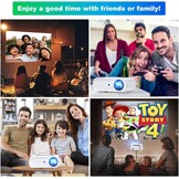 Native 1080p Full HD beamer, 10.000L thuisbioscoop, videobeamer met 150.000 uur, ondersteunt 4K 350'' display multimedia beamer voor smartphone/pc/laptop/PS4/tv-stick/EXCEL/PPT