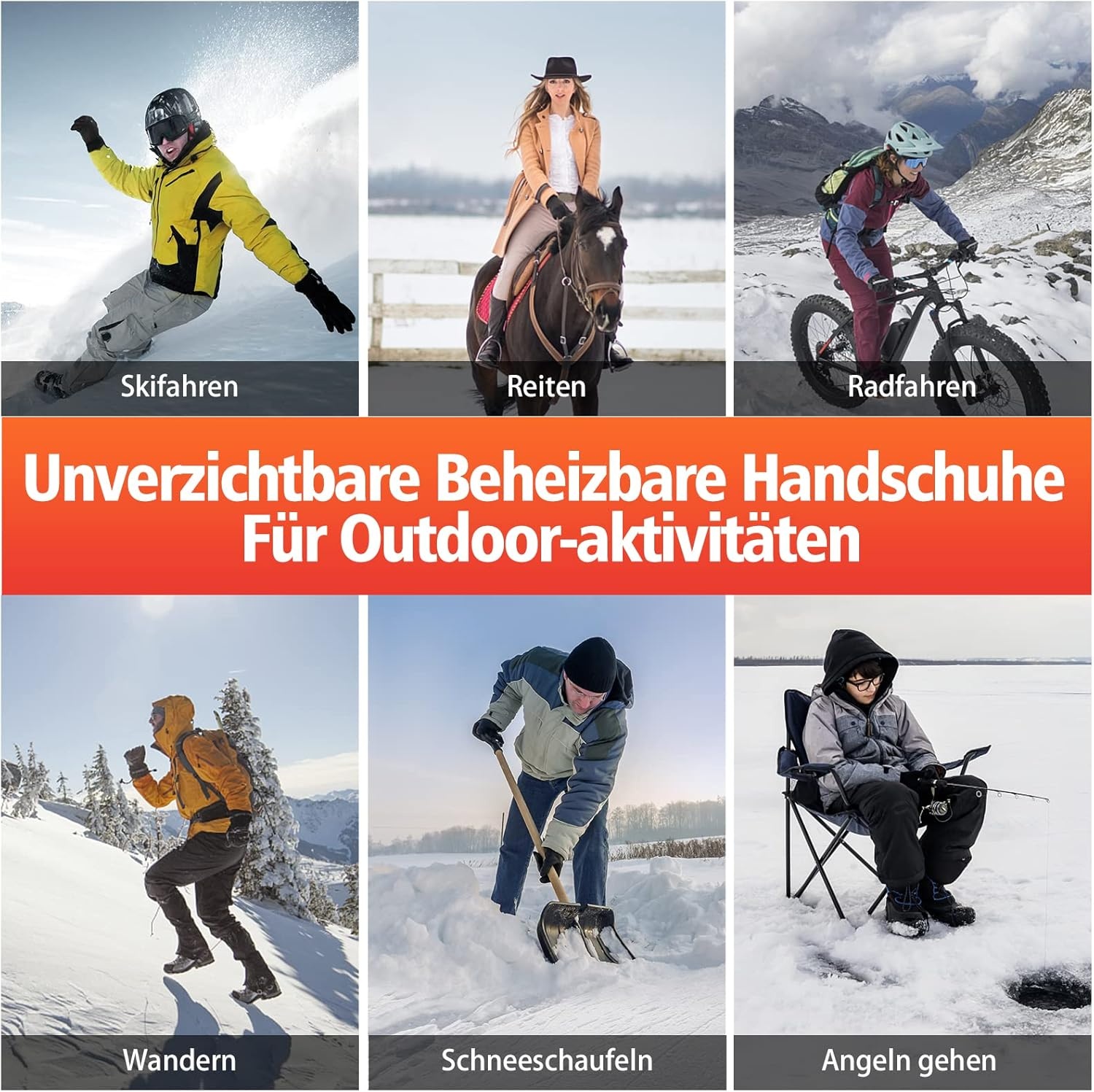 Verwarmde Handschoenen Heren Dames Maat S met 7.4V Accu's en 4 Temperatuurstanden