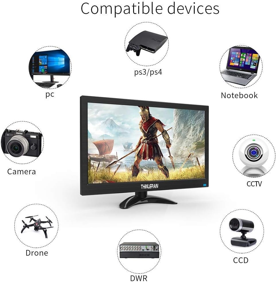 13,3 Inch Draagbare Monitor Screen 1366x768 LED Mini Display van HDMI/VGA/BNC/AV/VESA/Ondersteuning Compatibel met PC Raspberry Pi Windows 7/8/10