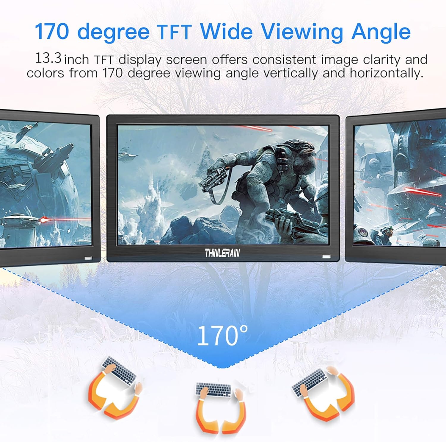 13,3 Inch Draagbare Monitor Screen 1366x768 LED Mini Display van HDMI/VGA/BNC/AV/VESA/Ondersteuning Compatibel met PC Raspberry Pi Windows 7/8/10