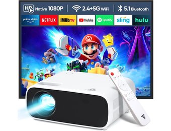 2025 high-performance projector, compatibel met Switch en PS5 zonder vertraging, projector met wifi en bluetooth, 20.000 lumen, 4K-compatibel, Full HD-resolutie 1080P, hoge helderheid