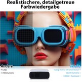 2025 high-performance projector, compatibel met Switch en PS5 zonder vertraging, projector met wifi en bluetooth, 20.000 lumen, 4K-compatibel, Full HD-resolutie 1080P, hoge helderheid