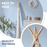 Inklapbare Tipi Kindertent met Mat & Lichtjes (Grijs Canvas) - 29% Korting!