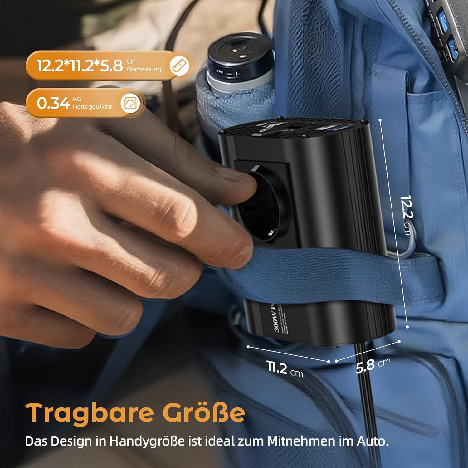 300W Auto-omvormer 12V -> 220V met 30W USB-C & Snellader - 33% Korting!