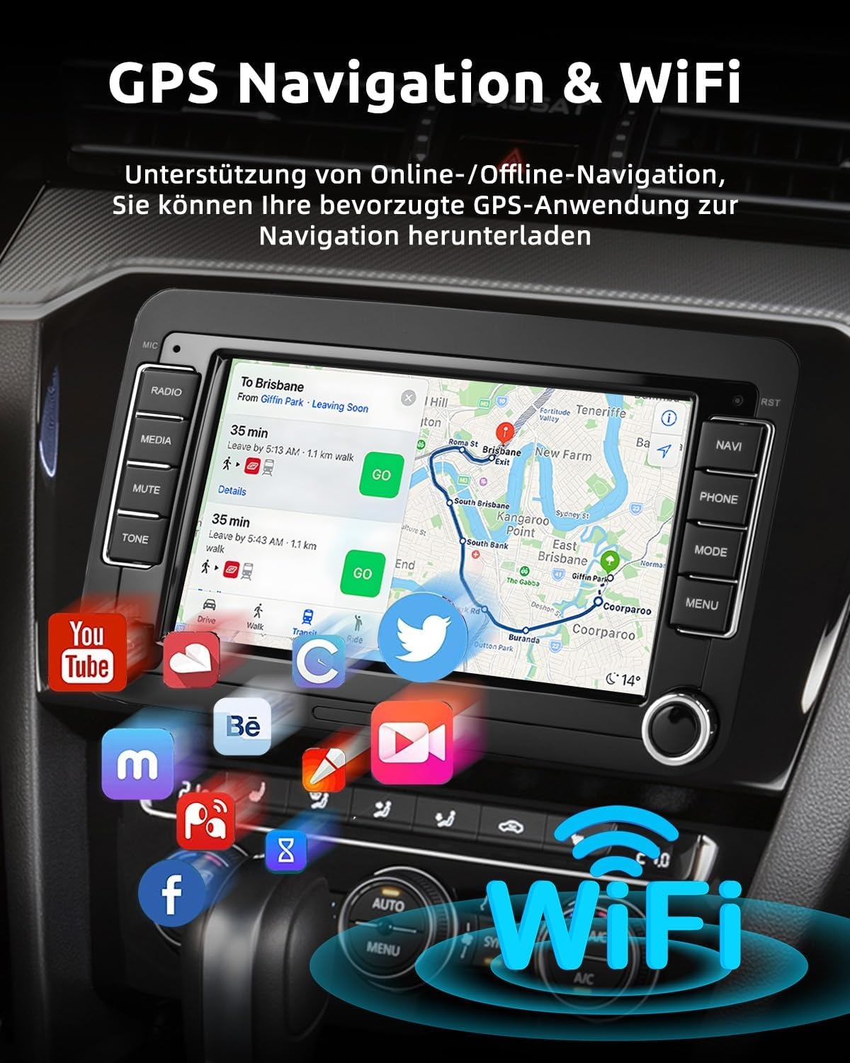 Essgoo Android 14 Autoradio met 7" Touchscreen, CarPlay & Android Auto voor VW Golf, Polo, Passat, Seat