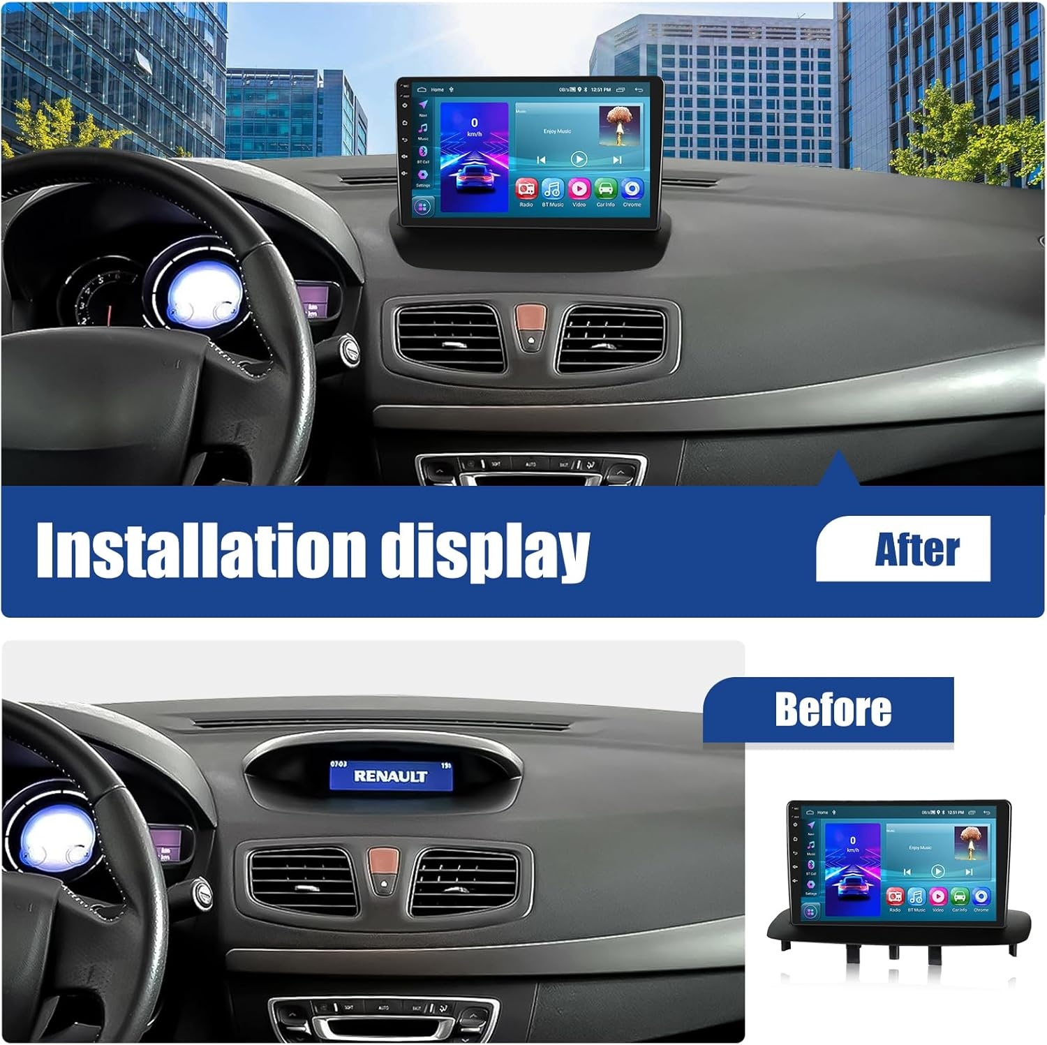 Android Autoradio 9" Carplay/Android Auto - Megane 3 (2008-2014) - 35% KORTING!