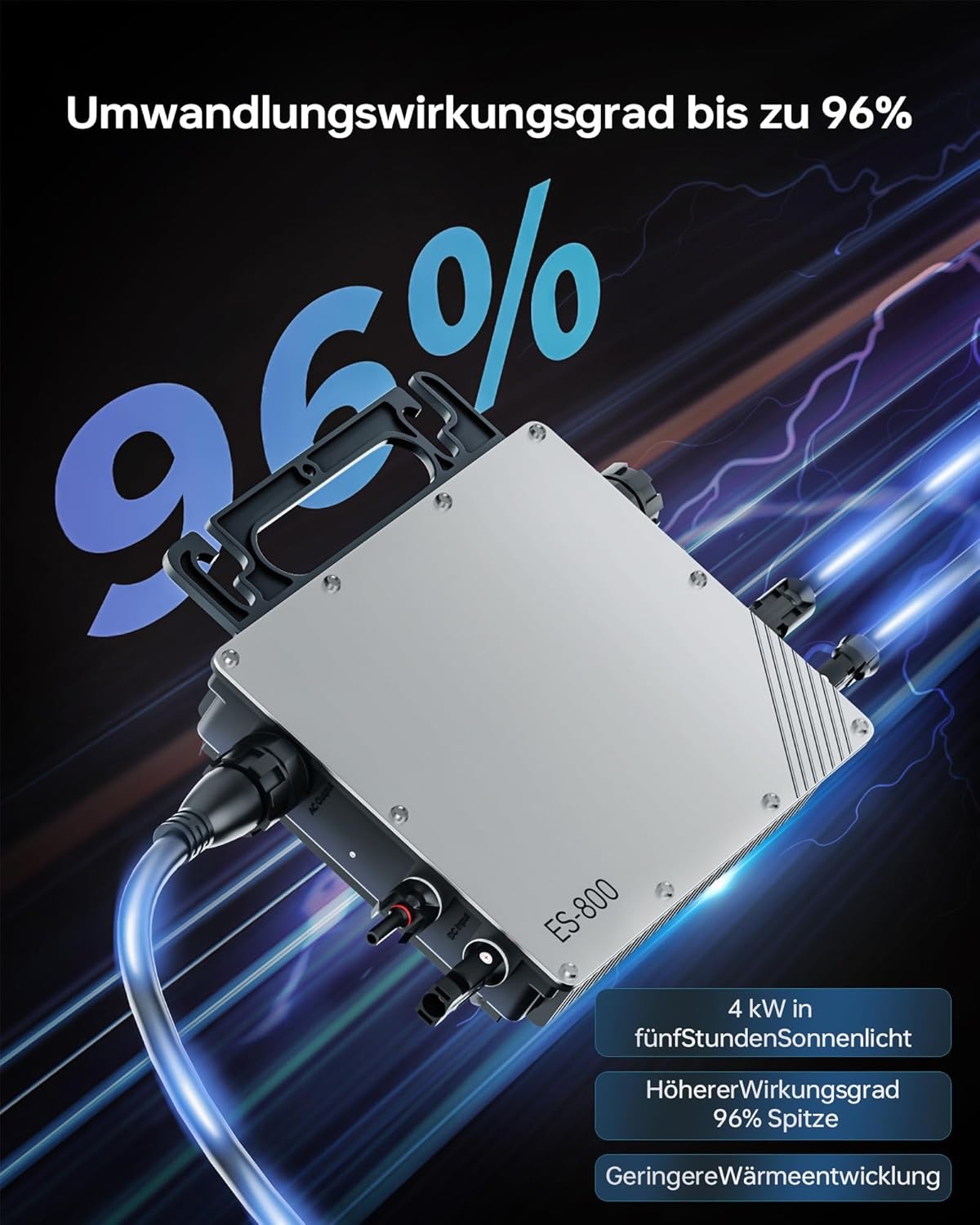 800 W Micro omvormer, MPPT omvormer, microzonne-netingang, plug and play, eenvoudige installatie, wifi-bewaking met IP67-app, waterdicht
