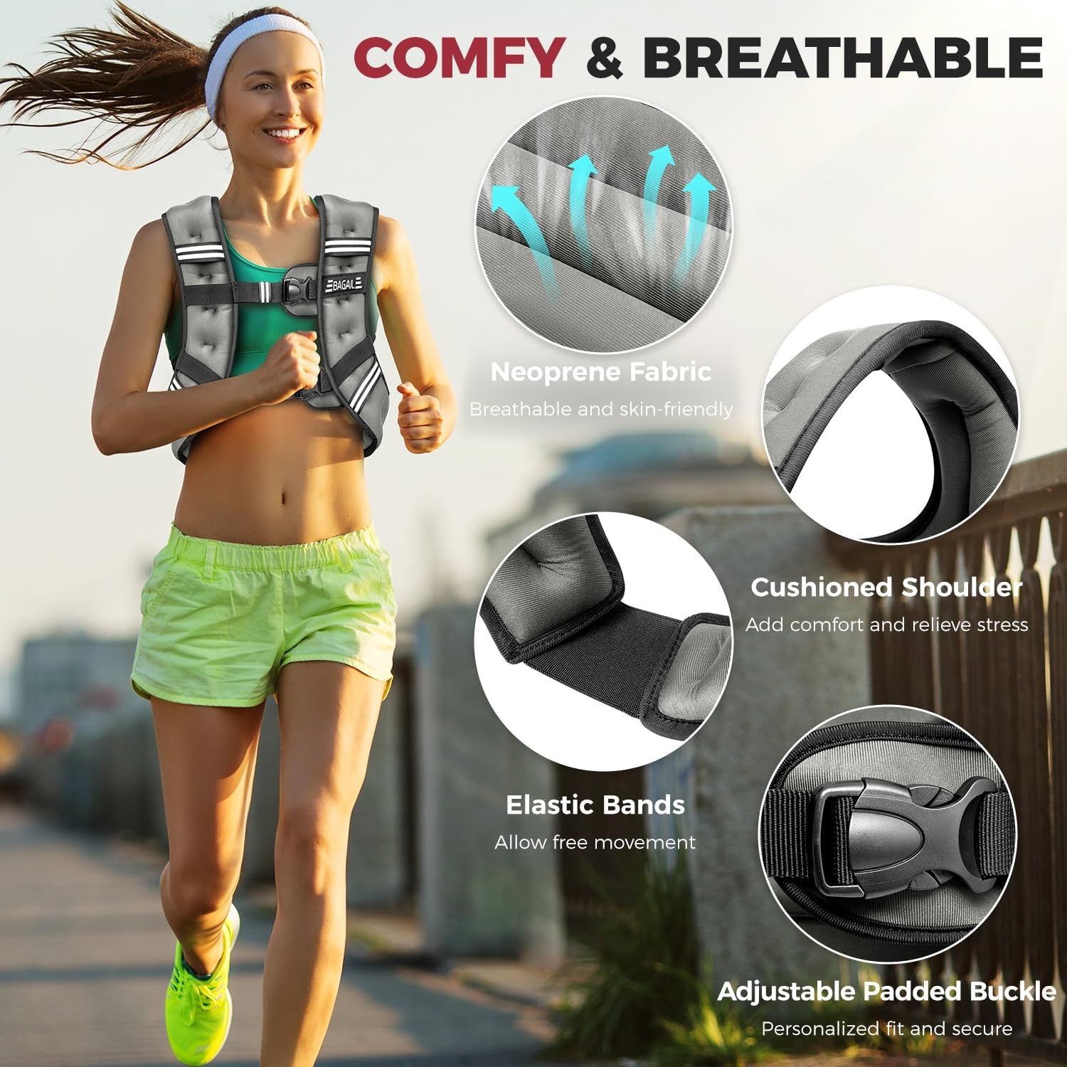 BAGAIL Verzwaarde Vest Dames (5-30 lbs) - 34% Korting!