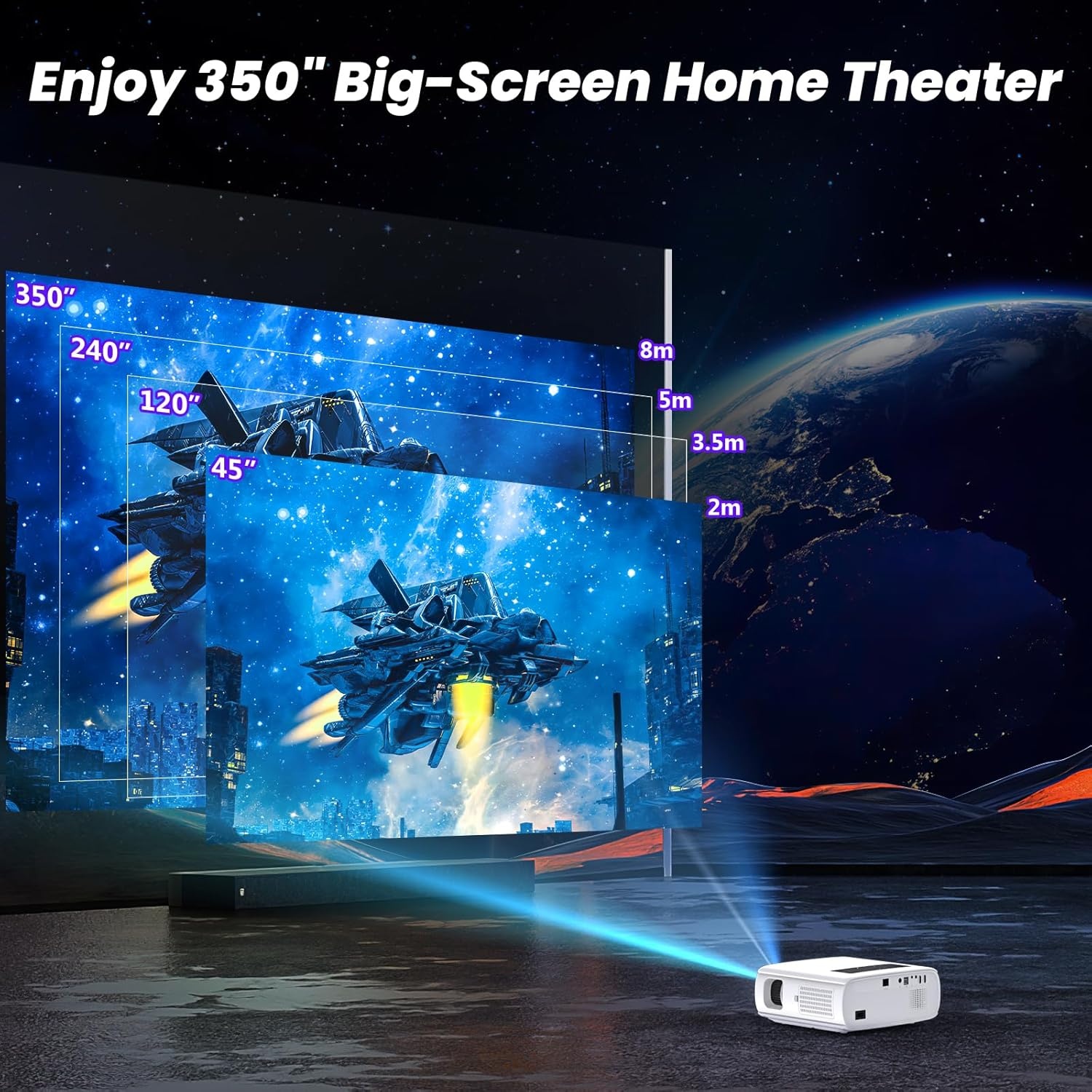 HOPVISION Beamer - Full HD, 15000 Lux, 4K Ondersteund (-35%)