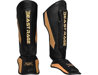 BEAST RAGE Kickboks Scheenbeschermers Goud - 33% Korting!