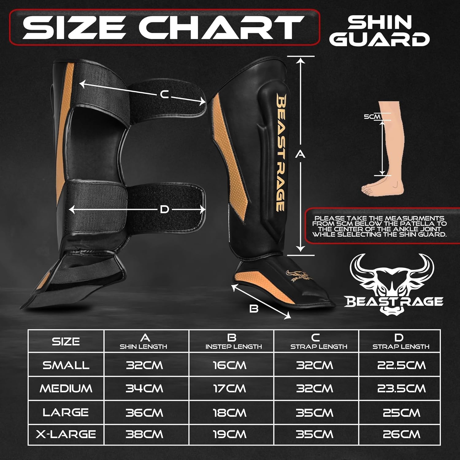 BEAST RAGE Kickboks Scheenbeschermers Goud - 33% Korting!