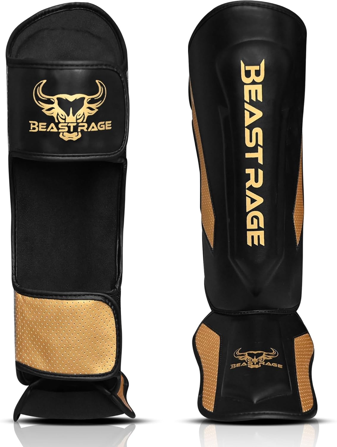 BEAST RAGE Kickboks Scheenbeschermers Goud - 33% Korting!