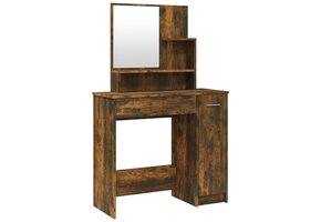 Kaptafel met Spiegel - Gerookt Eiken - 69% Korting