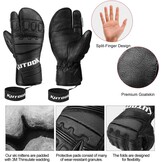 KUTOOK Leren Skiwanten met 3M Thinsulate - Waterdicht - Zwart (29% Korting)