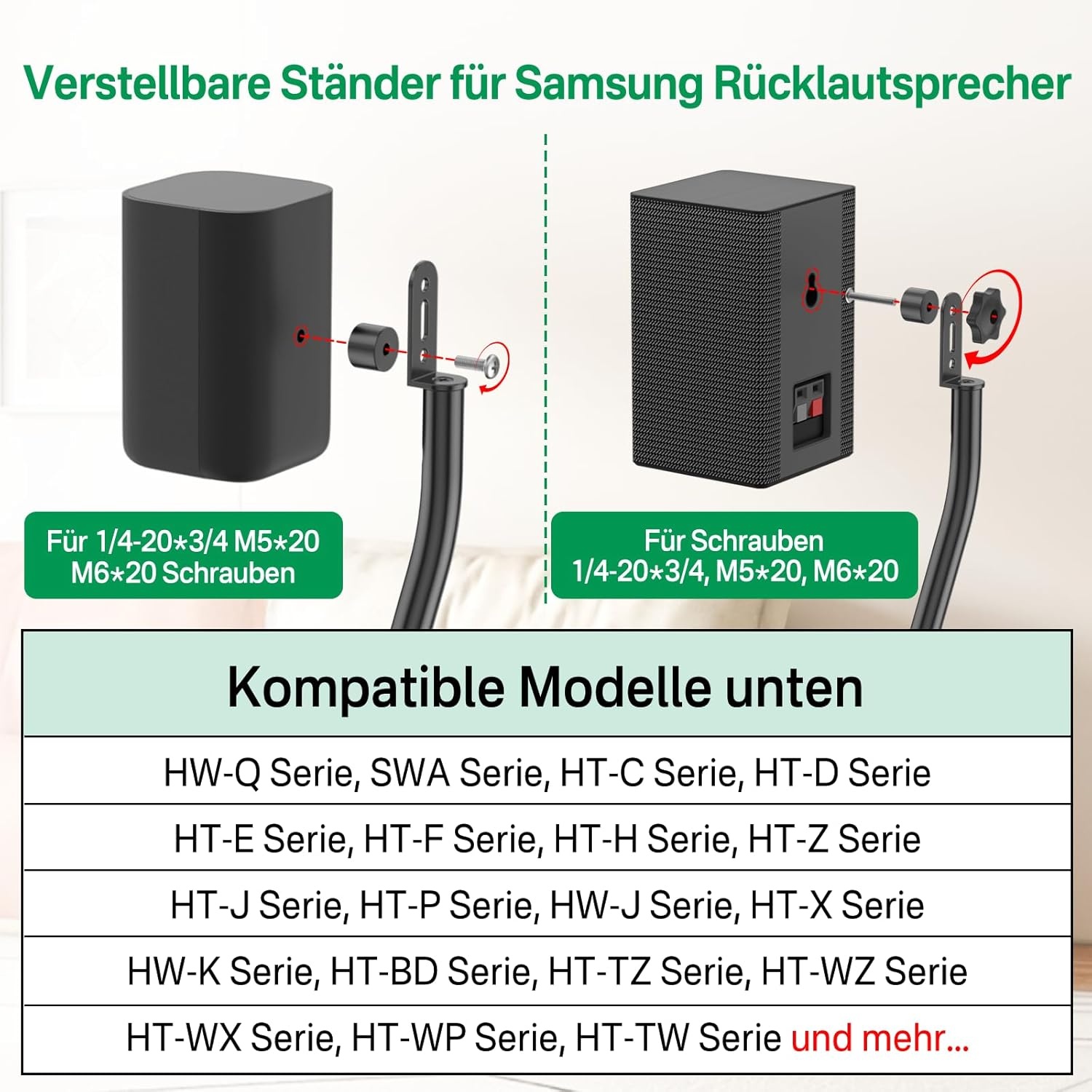 Samsung Achterluidsprekerstandaarden: Set van 2 (84-107cm) - 34% Korting!