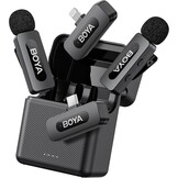 Boya BY-V3 Combo Draadloze Microfoon voor iPhone, Android, iPad, met USB-C/Lightning, Mini Draadloze Lavalier Microfoon, Lawaaionderdrukking, 36Uur Energie voor Video Opname, Streaming