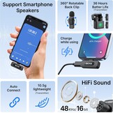 Boya BY-V3 Combo Draadloze Microfoon voor iPhone, Android, iPad, met USB-C/Lightning, Mini Draadloze Lavalier Microfoon, Lawaaionderdrukking, 36Uur Energie voor Video Opname, Streaming