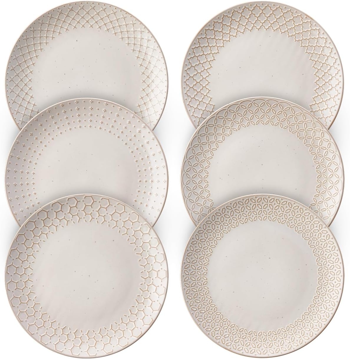 Dinerborden Set van 6 - Vintage Wit Keramiek (26.7cm) - 41% Korting!